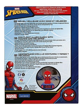Sveglia con luce notturna design 3D SpiderMan ed effetti sonori