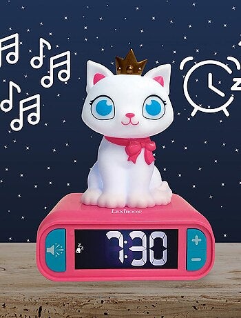Sveglia con luce notturna e effetti sonori del design 3D del gatto