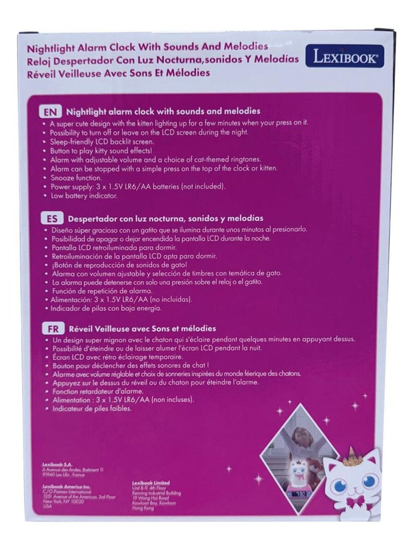 Sveglia con luce notturna e effetti sonori del design 3D del gatto Rosa - Kiabi