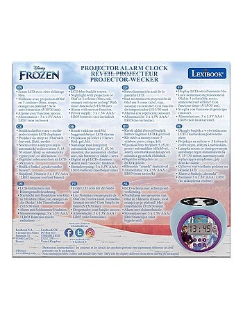 Sveglia con proiettore Frozen e timer