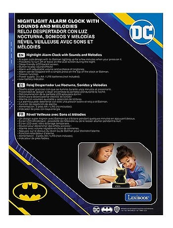 Sveglia digitale con luce notturna 3D ed effetti sonori di Batman