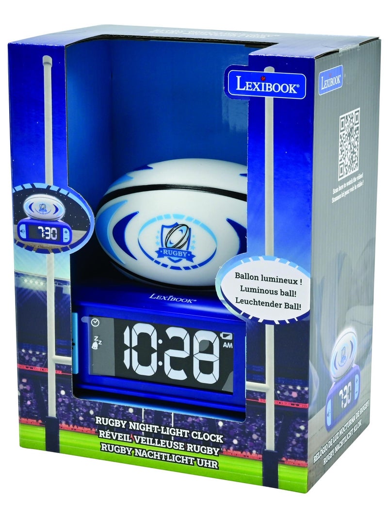 Sveglia digitale con luce notturna del pallone da rugby 3D ed effetti sonori Blu - Kiabi