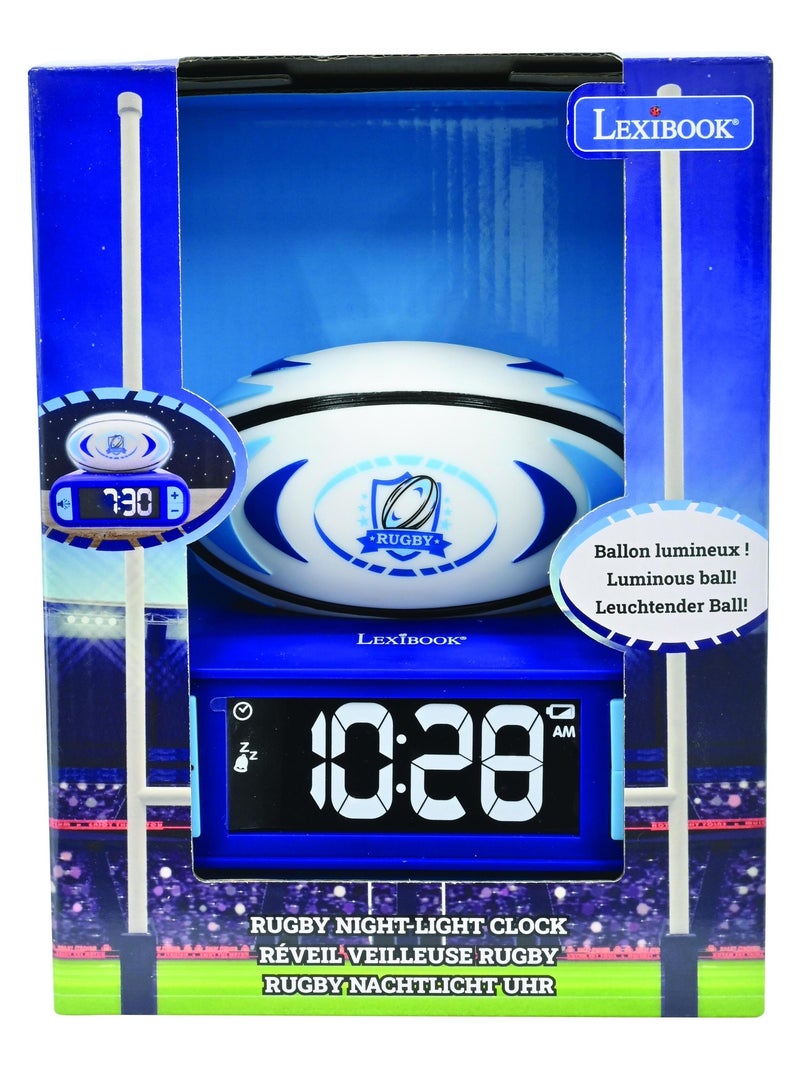 Sveglia digitale con luce notturna del pallone da rugby 3D ed effetti sonori Blu - Kiabi
