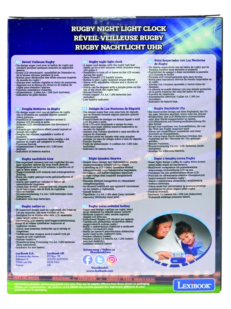 Sveglia digitale con luce notturna del pallone da rugby 3D ed effetti sonori Blu - Kiabi