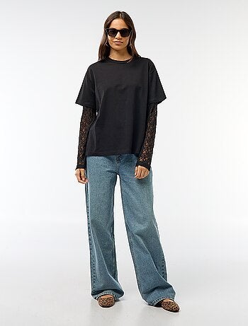 T-shirt 2-in-1 con maniche in pizzo