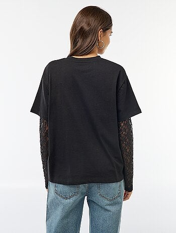 T-shirt 2-in-1 con maniche in pizzo