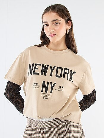 T-shirt 2-in-1 con pizzo