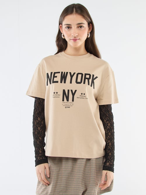 T-shirt 2-in-1 con pizzo - Kiabi