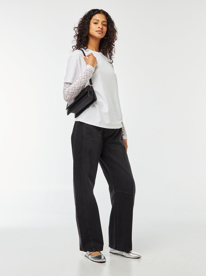 T-shirt 2-in-1 con pizzo bianco - Kiabi