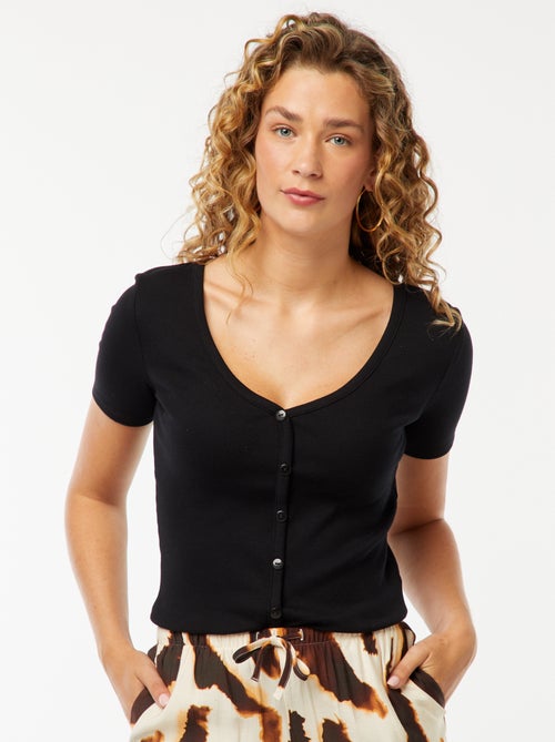 T-shirt a a coste con apertura con bottoni - Kiabi