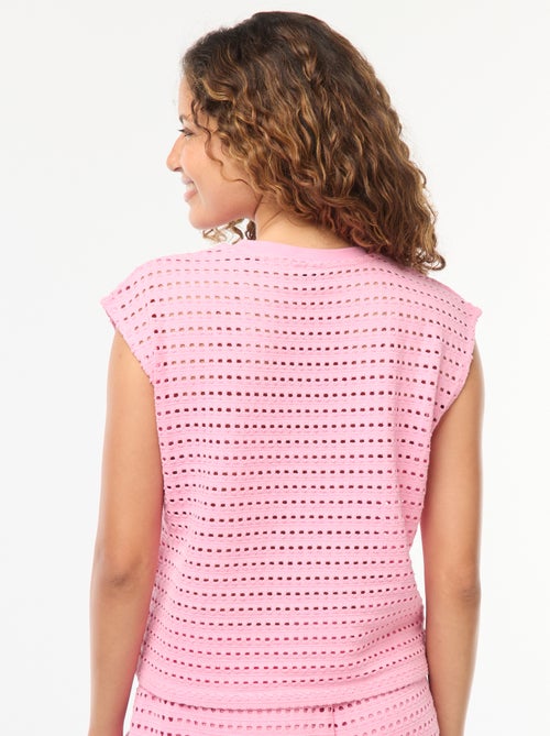 T-shirt a canotta traforata e lavorata all'uncinetto - Kiabi