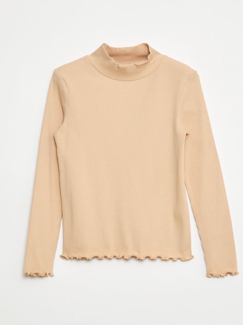 T-shirt a collo alto a coste - Kiabi