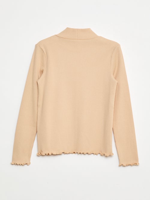 T-shirt a collo alto a coste - Kiabi