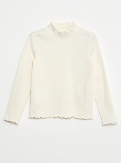 T-shirt a collo alto a coste - Kiabi