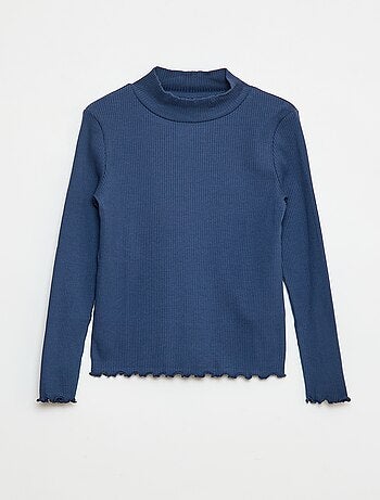 T-shirt a collo alto a coste