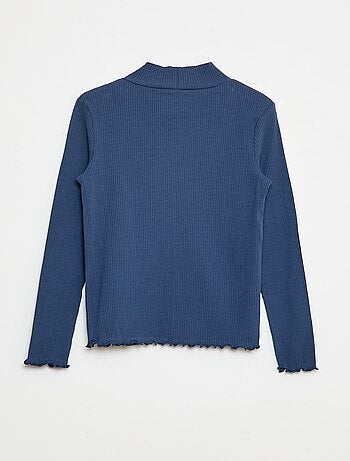 T-shirt a collo alto a coste