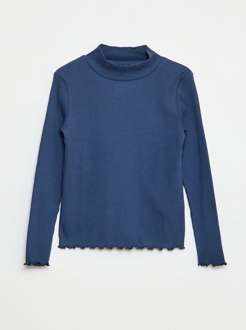 T-shirt a collo alto a coste - Kiabi