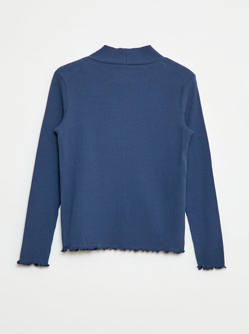 T-shirt a collo alto a coste - Kiabi