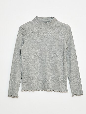 T-shirt a collo alto a coste