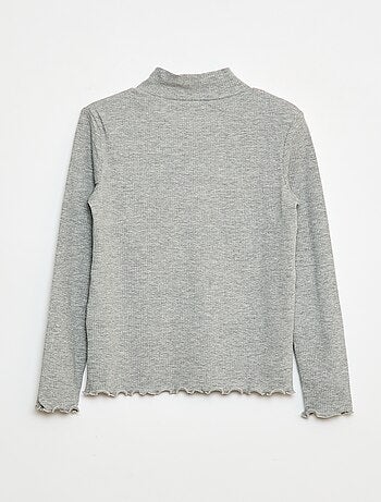 T-shirt a collo alto a coste