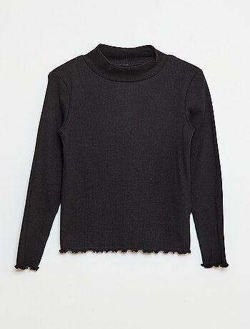 T-shirt a collo alto a coste