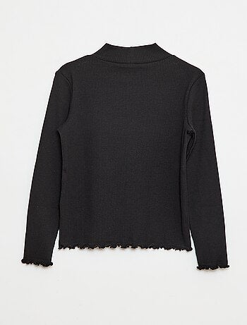 T-shirt a collo alto a coste