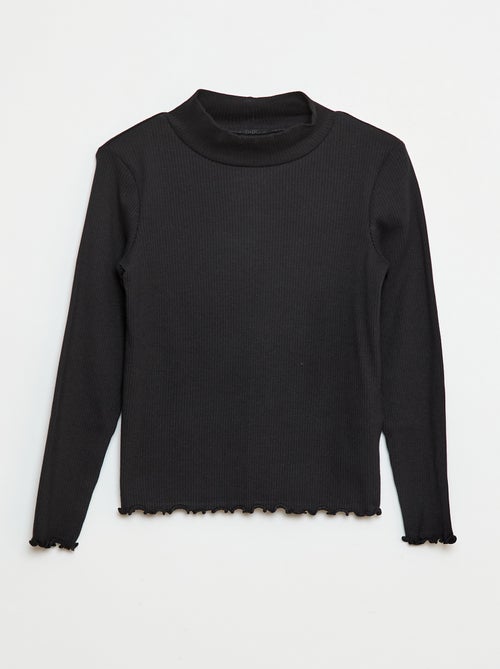 T-shirt a collo alto a coste - Kiabi