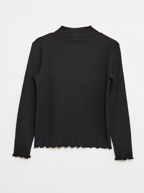 T-shirt a collo alto a coste - Kiabi