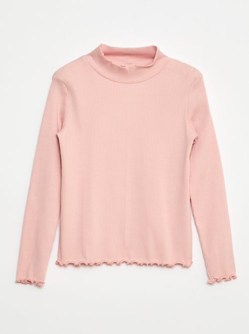 T-shirt a collo alto a coste - Kiabi