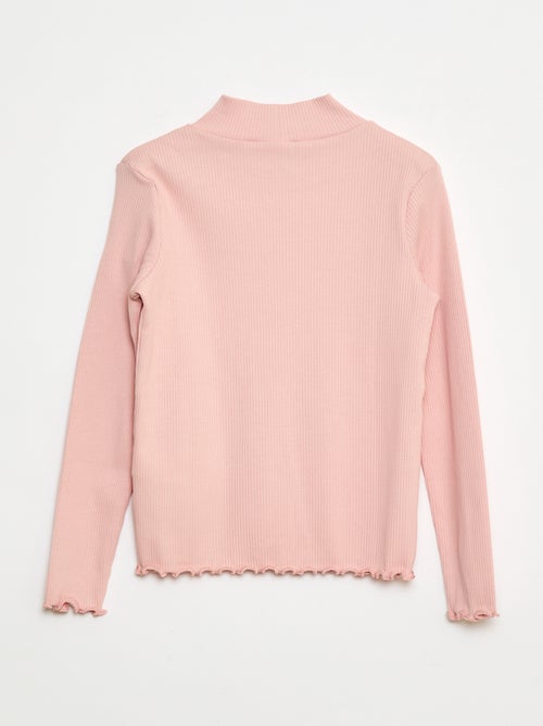 T-shirt a collo alto a coste - Kiabi