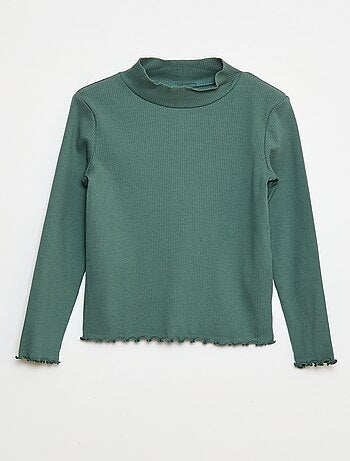 T-shirt a collo alto a coste