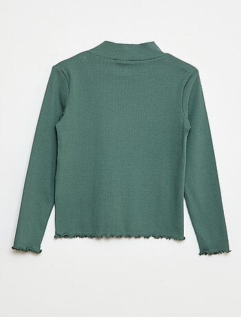 T-shirt a collo alto a coste