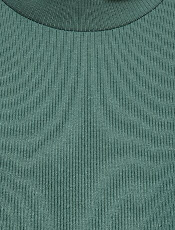 T-shirt a collo alto a coste