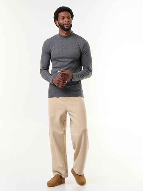 T-shirt a collo alto a costine e a maniche lunghe - Kiabi