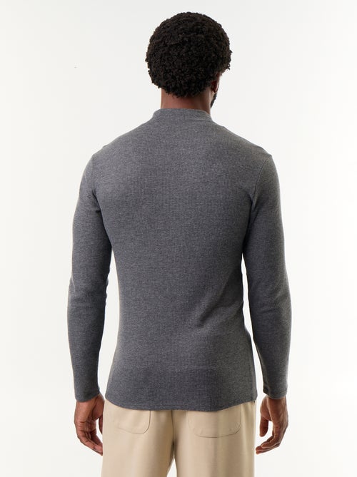 T-shirt a collo alto a costine e a maniche lunghe - Kiabi