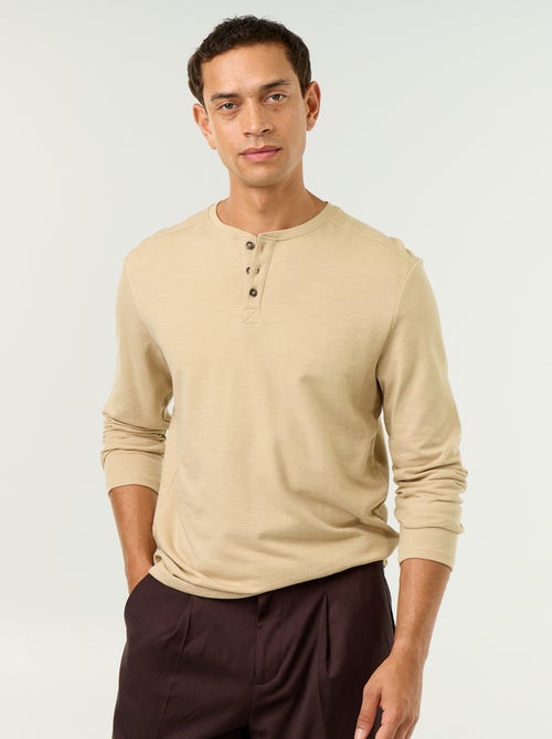T-shirt a collo tunisino a maniche lunghe - Kiabi T-shirt a collo tunisino a maniche lunghe - Kiabi