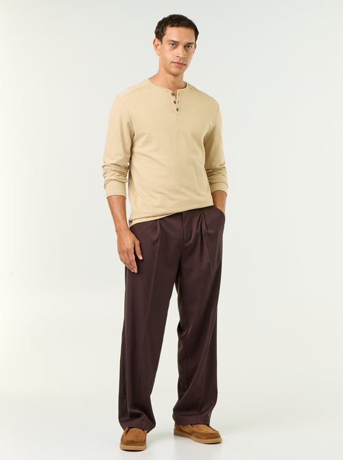 T-shirt a collo tunisino a maniche lunghe - Kiabi T-shirt a collo tunisino a maniche lunghe - Kiabi