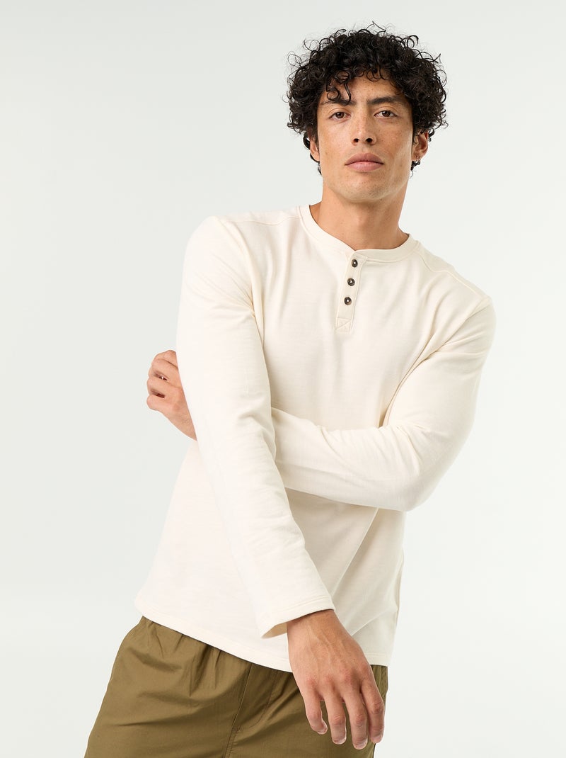 T-shirt a collo tunisino a maniche lunghe Bianco - Kiabi