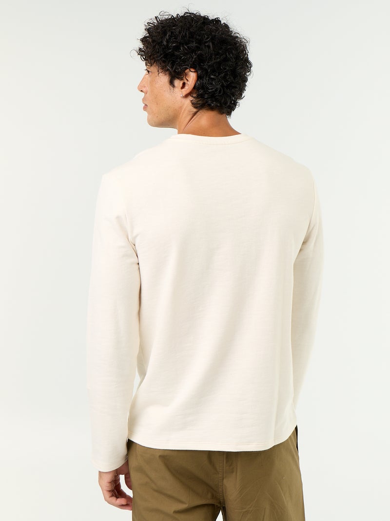 T-shirt a collo tunisino a maniche lunghe Bianco - Kiabi