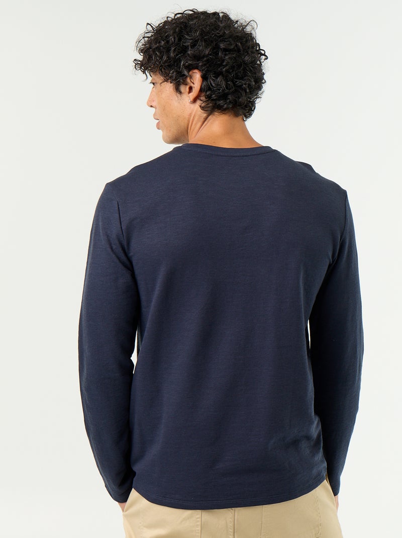T-shirt a collo tunisino a maniche lunghe Blu - Kiabi