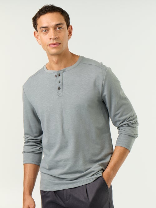 T-shirt a collo tunisino a maniche lunghe - Kiabi T-shirt a collo tunisino a maniche lunghe - Kiabi