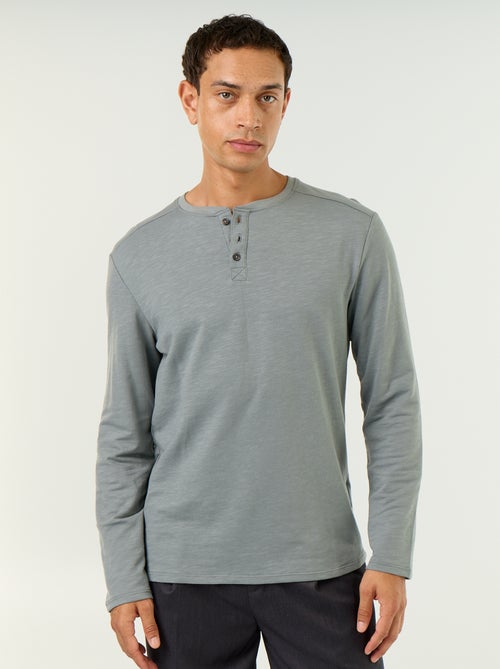 T-shirt a collo tunisino a maniche lunghe - Kiabi T-shirt a collo tunisino a maniche lunghe - Kiabi