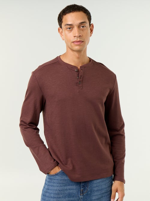 T-shirt a collo tunisino a maniche lunghe - Kiabi T-shirt a collo tunisino a maniche lunghe - Kiabi