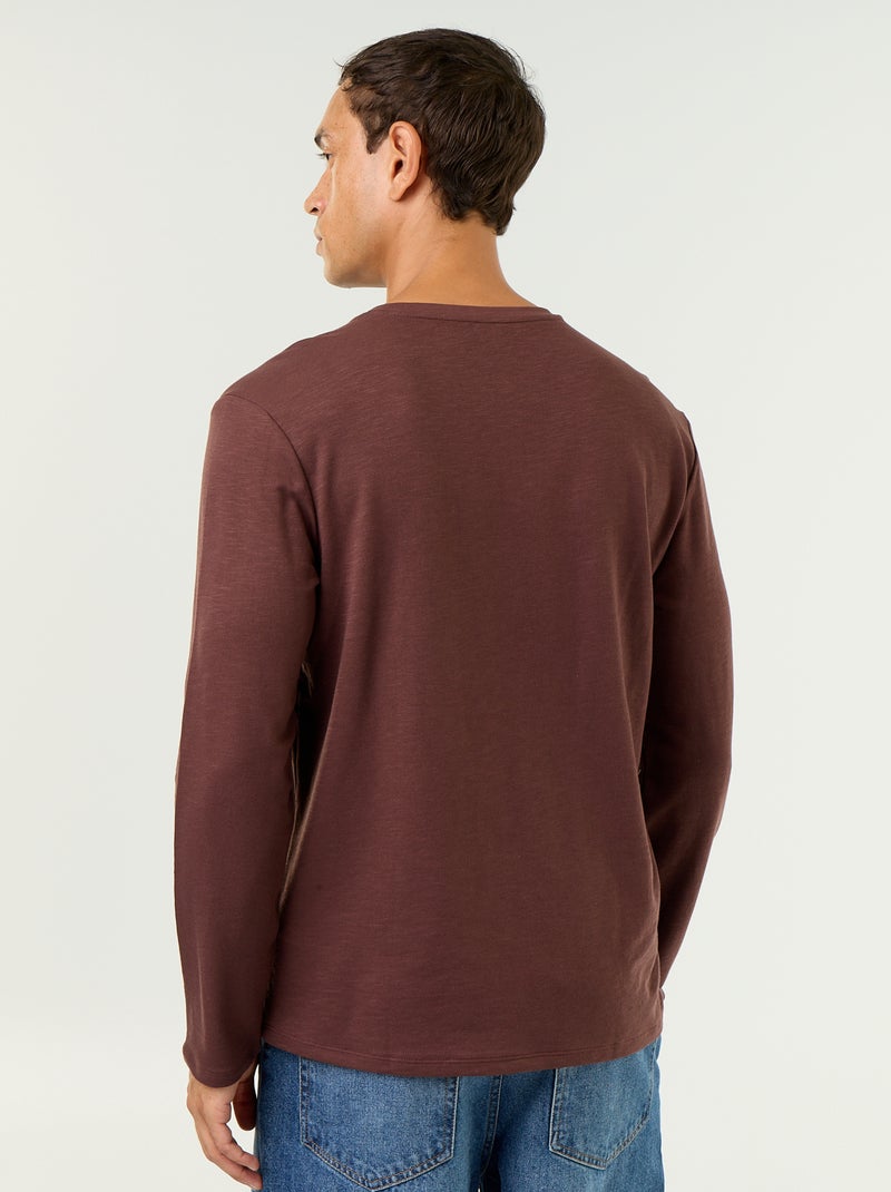 T-shirt a collo tunisino a maniche lunghe Marrone - Kiabi