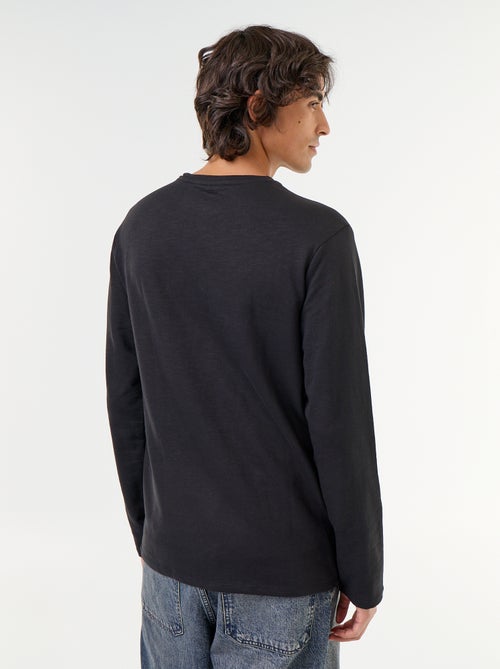 T-shirt a collo tunisino a maniche lunghe - Kiabi T-shirt a collo tunisino a maniche lunghe - Kiabi