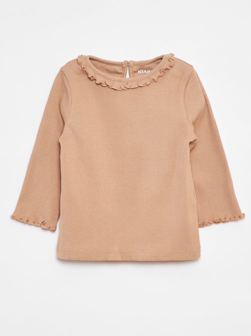 T-shirt a coste a maniche lunghe - Kiabi