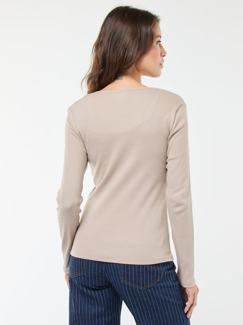 T-shirt a coste a maniche lunghe - Kiabi