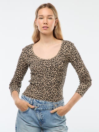 T-shirt a coste a maniche lunghe