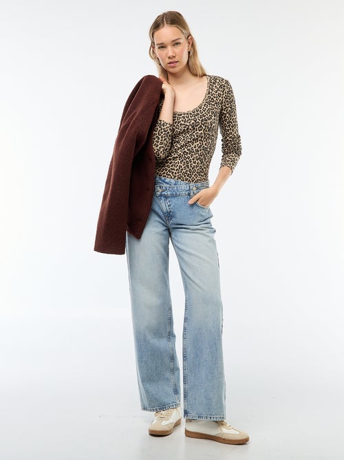 T-shirt a coste a maniche lunghe - Kiabi