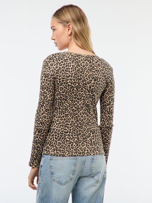 T-shirt a coste a maniche lunghe - Kiabi